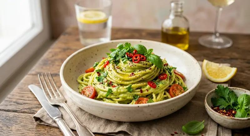 Avokádókrémes spagetti